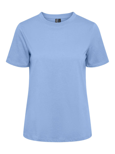 Pieces Solid Coloured T-Shirt in Blue