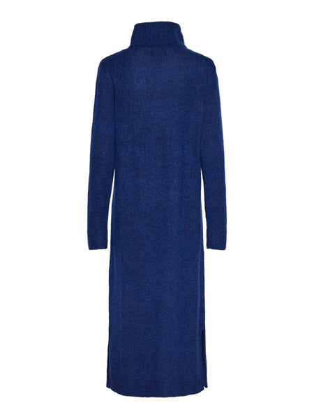 Pieces Knitted Roll Neck Midi Dress in Blue