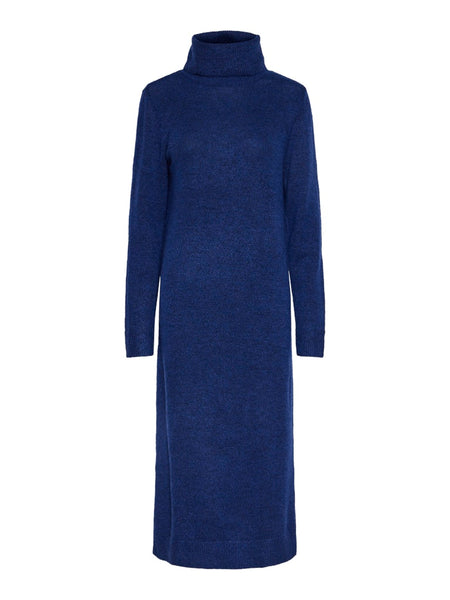 Pieces Knitted Roll Neck Midi Dress in Blue