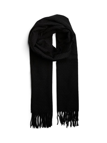PIECES Long Knitted Scarf in Black