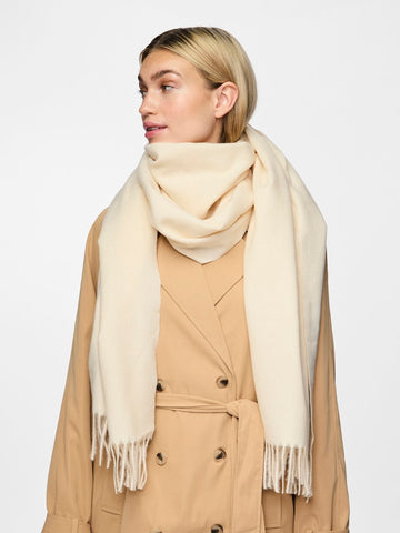 PIECES Long Knit Scarf in Cream