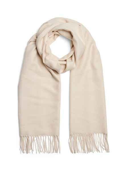 PIECES Long Knit Scarf in Cream