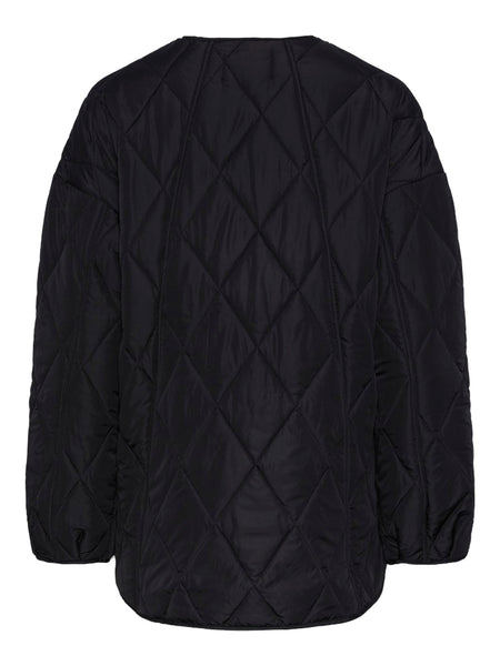 PIECES Oversized Quilted Jacket in Black