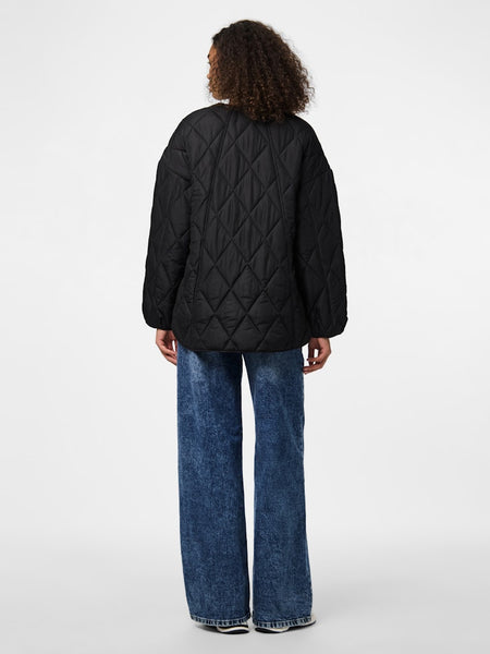 PIECES Oversized Quilted Jacket in Black