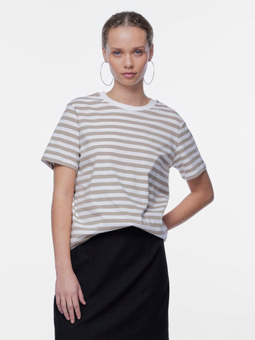 Pieces Striped T-Shirt in Beige