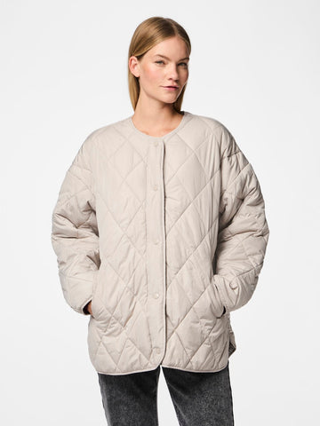 Pieces Quilted Jacket in Beige