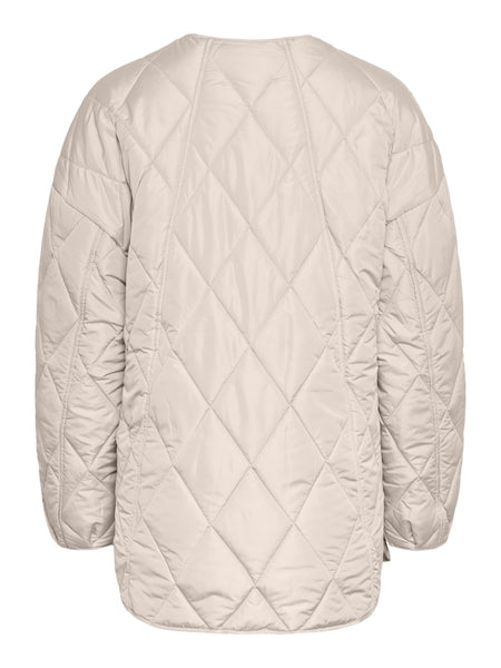 PIECES Oversized Quilted Jacket in Beige