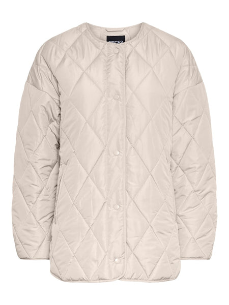 PIECES Oversized Quilted Jacket in Beige