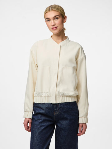 Pieces Bomber Jacket in Cream