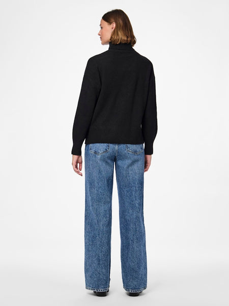 PIECES Knitted Roll Neck Jumper in Black