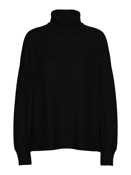 PIECES Knitted Roll Neck Jumper in Black