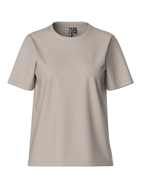 Pieces Plain T-Shirt in Beige