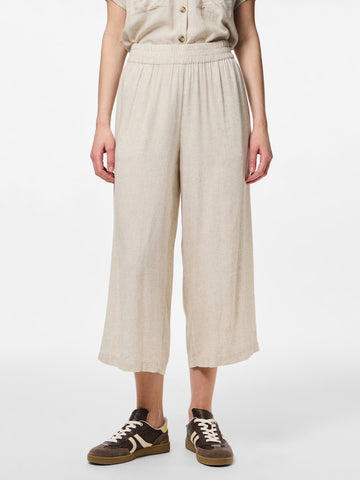 Pieces Linen Blend Culottes in Beige