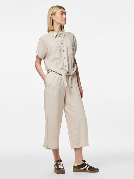 Pieces Linen Blend Culottes in Beige