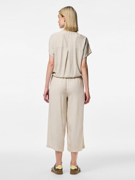 Pieces Linen Blend Culottes in Beige