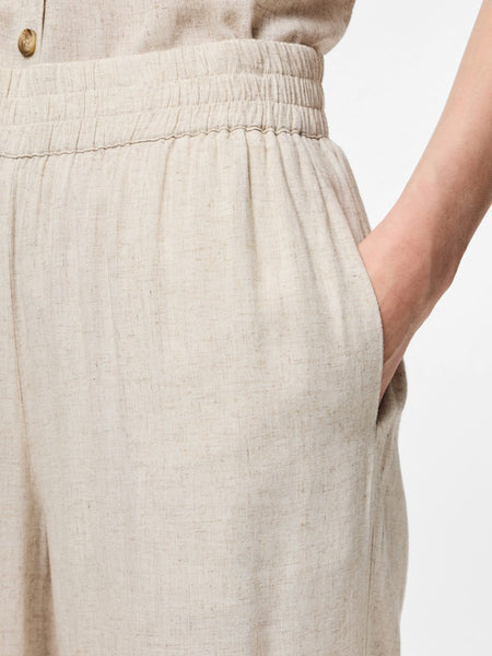 Pieces Linen Blend Culottes in Beige