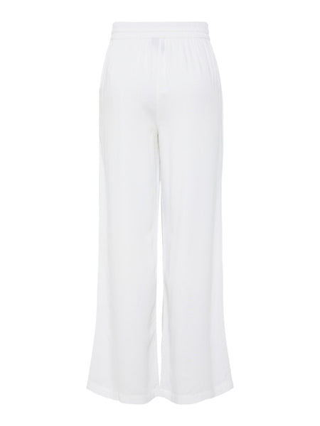 Pieces Wide Leg Linen Blend Trousers in White