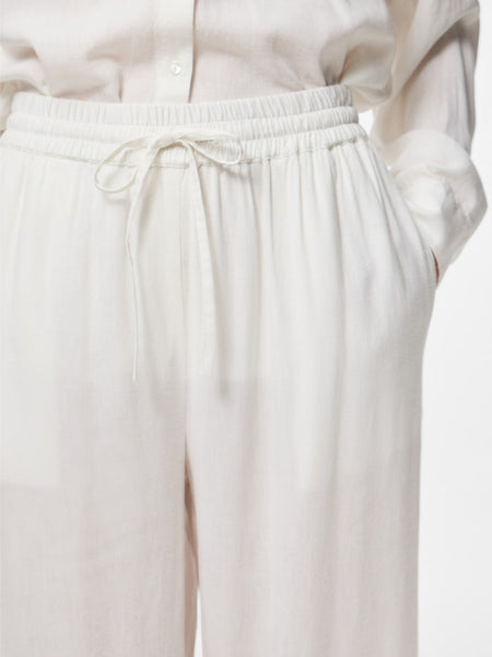 Pieces Wide Leg Linen Blend Trousers in White