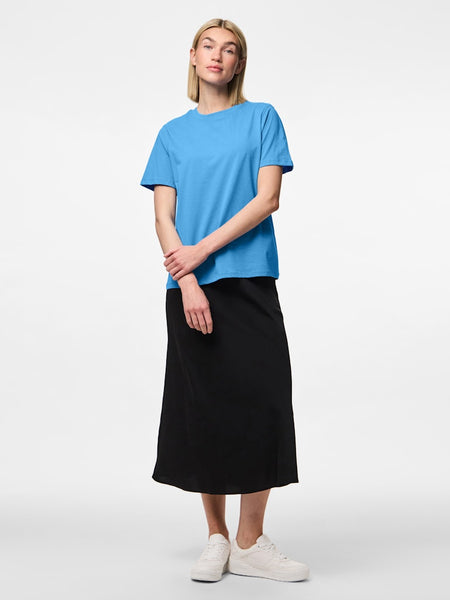 Pieces Plain T-Shirt in Azure Blue