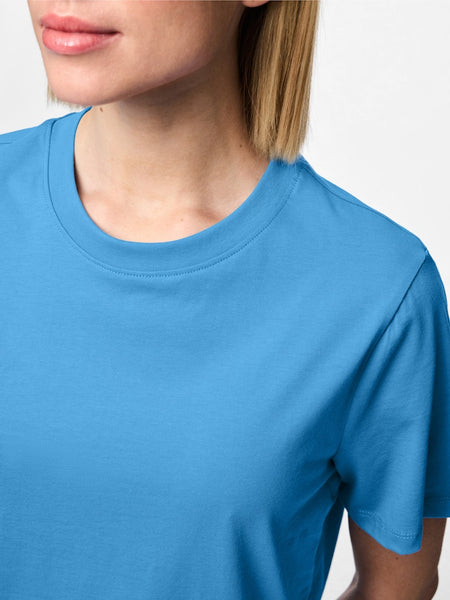 Pieces Plain T-Shirt in Azure Blue