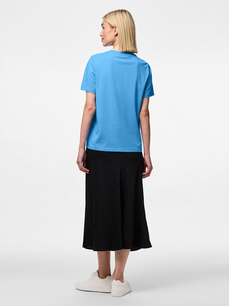 Pieces Plain T-Shirt in Azure Blue