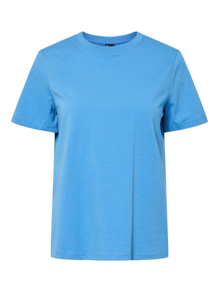 Pieces Plain T-Shirt in Azure Blue