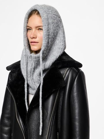PIECES Knitted Balaclava in Grey