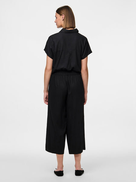 Pieces Linen Blend Culottes in Black