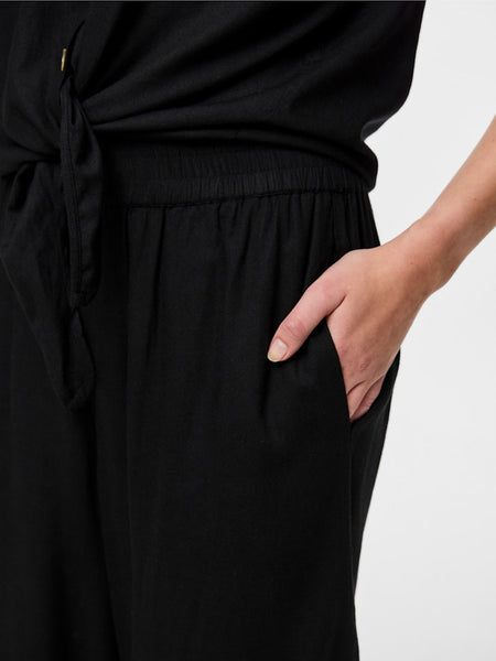 Pieces Linen Blend Culottes in Black