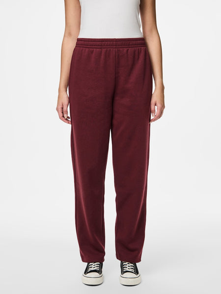 PIECES Straight Leg Joggers in Burgundy