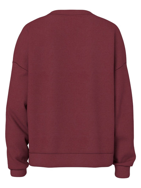 PIECES Round Neck Sweatshirt in Burgundy