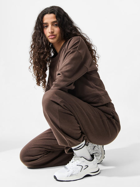 PIECES Straight Leg Joggers in Brown