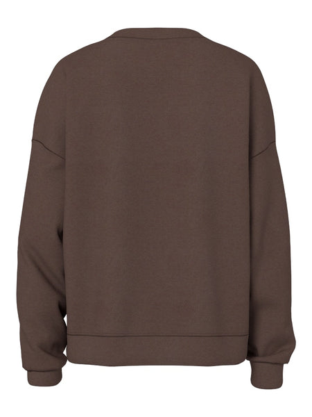 PIECES Round Neck Sweatshirt in Brown