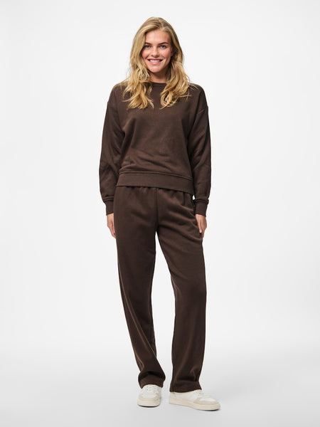 PIECES Round Neck Sweatshirt in Brown