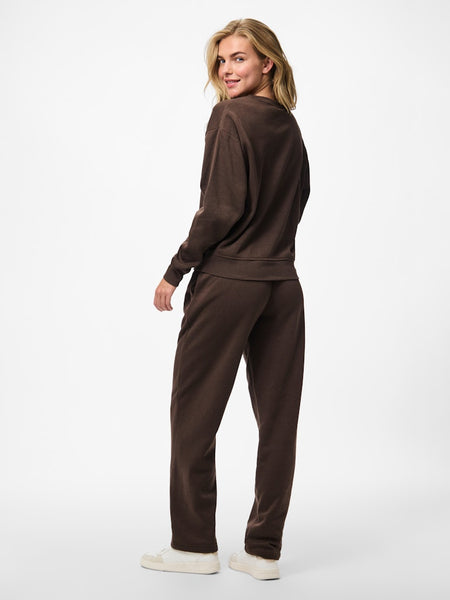 PIECES Round Neck Sweatshirt in Brown
