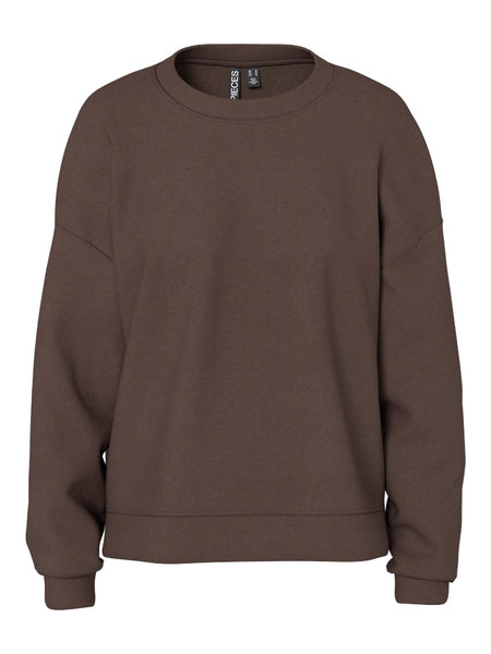 PIECES Round Neck Sweatshirt in Brown