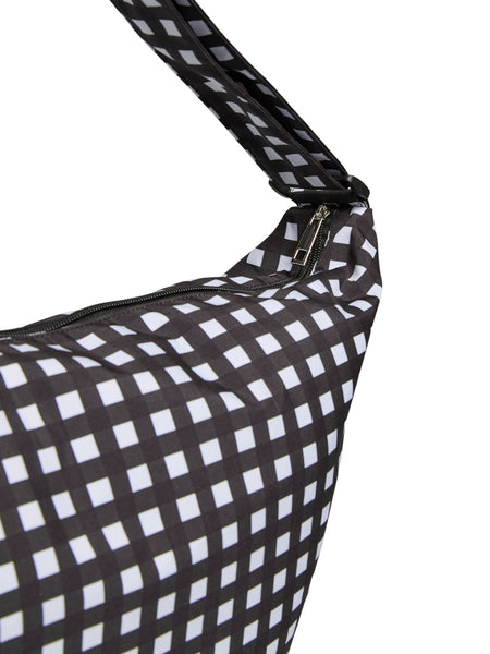 Pieces Large Checked Bum Bag in Black