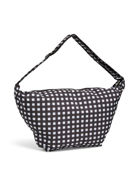 Pieces Large Checked Bum Bag in Black