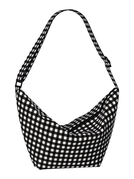 Pieces Large Checked Bum Bag in Black