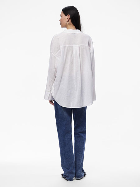Pieces Oversized V-Neck Shirt in White