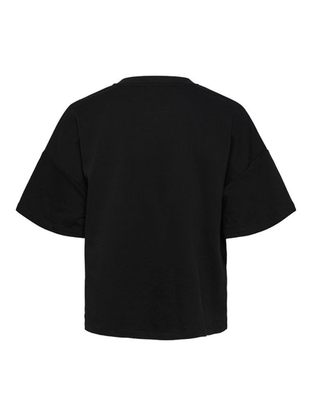 PIECES Short Sleeve Sweatshirt in Black