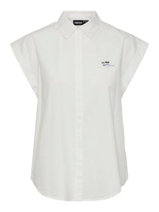 Pieces Sleeveless Embroidered Mackerel Shirt in White