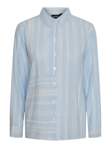 Pieces Striped Long Sleeve Shirt in Blue