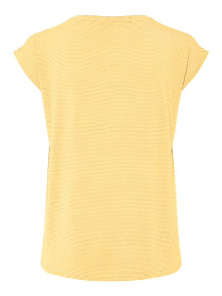 Pieces Striped Lurex T-Shirt in Yellow