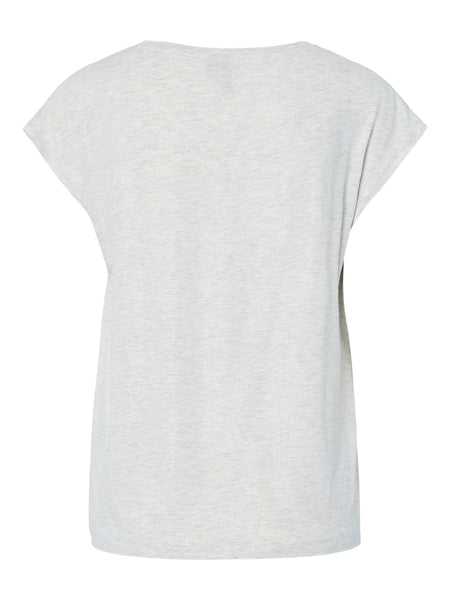 PIECES Short Sleeve Glitter Top in Light Grey