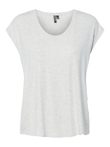 PIECES Short Sleeve Glitter Top in Light Grey