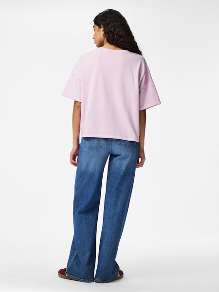 PIECES Short Sleeve Sweatshirt in Pink