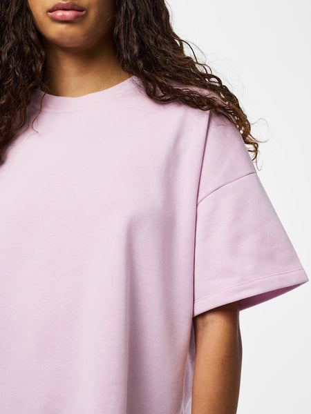 PIECES Short Sleeve Sweatshirt in Pink