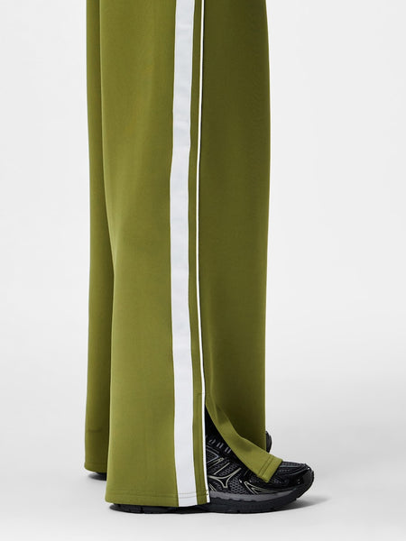 PIECES Side Stripe Wide Leg Joggers in Green