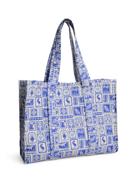 PIECES Quilted Patterned Shopper Bag in Blue